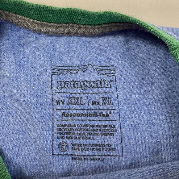 Patagonia Shop Sticker Pocket Responsibili-Tee - Abundant Blue - W- XXL, M- XL - Picture 3 of 3